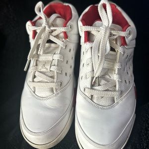 Men's size 9.5 Nike Air Jordan Melo 5 Varsity Red & White.